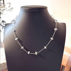 925 sterling silver genuine topaz soft blue necklace 16"